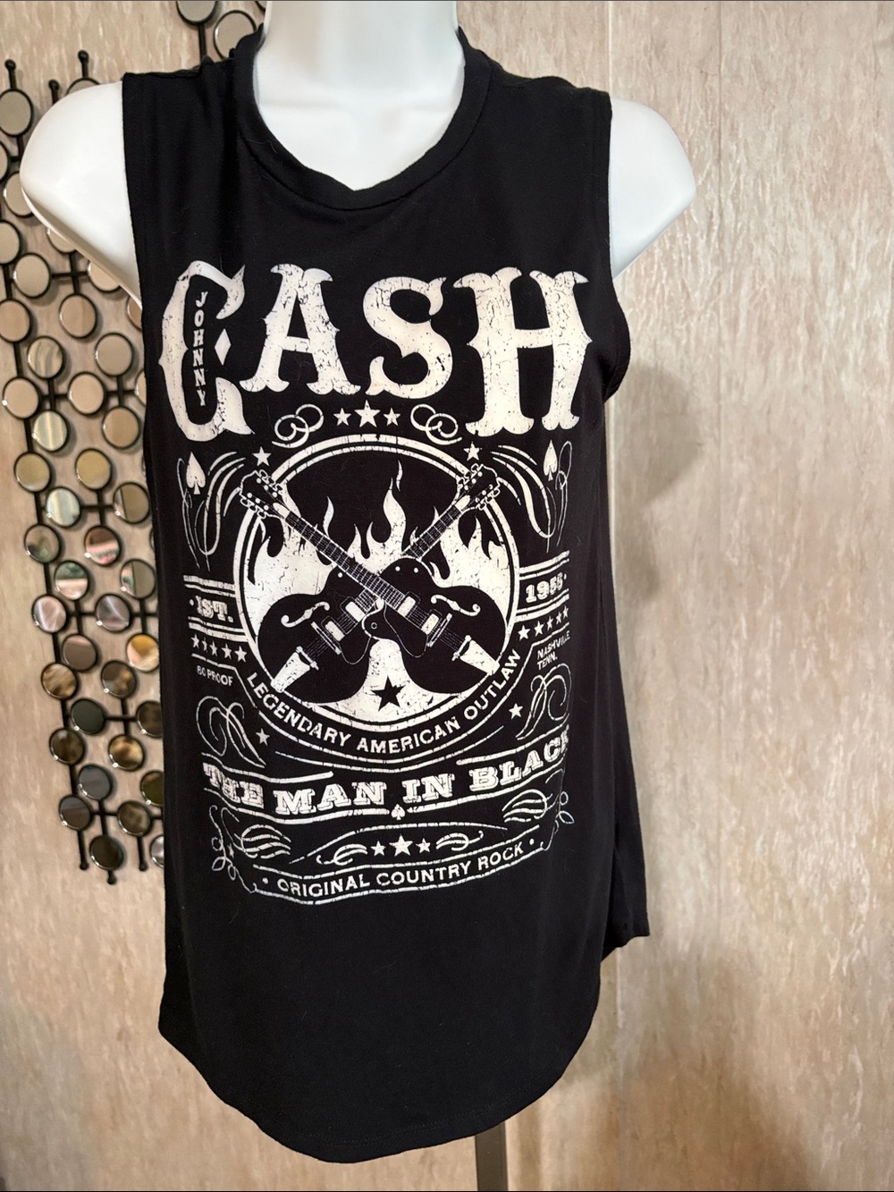Zion Rootswear Black Muscle Tee with White Johnny Cash Graphic